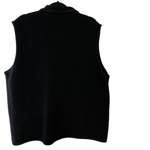 VTG Lisa International Women's Vest  Boiled Wool Black Full Zip 90s Classic 2X - Picture 6 of 8